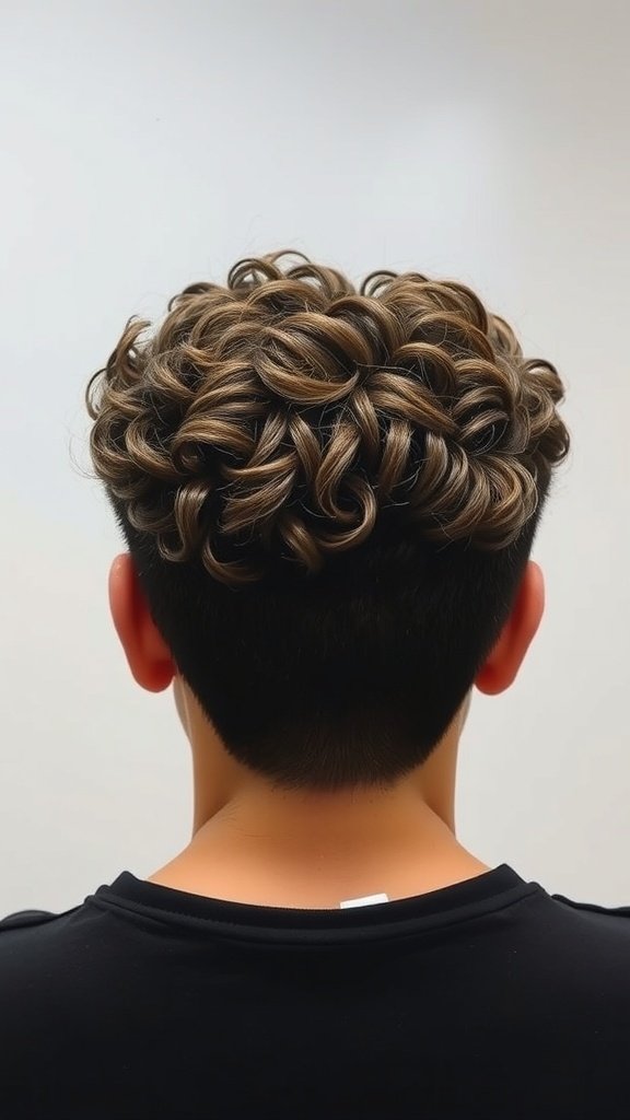 A man with curly hair on top and short sides, showcasing a stylish haircut.