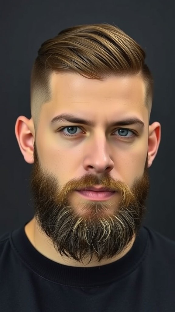 Man with a drop fade haircut and a well-groomed beard