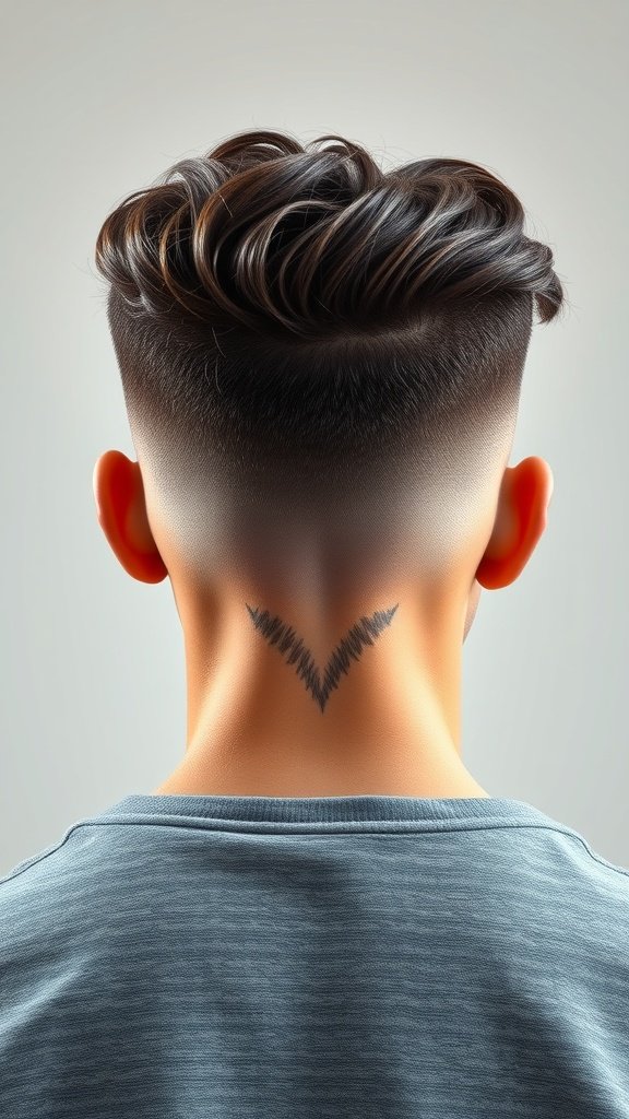 A stylish drop fade haircut showcasing natural texture on top and a clean fade at the back.