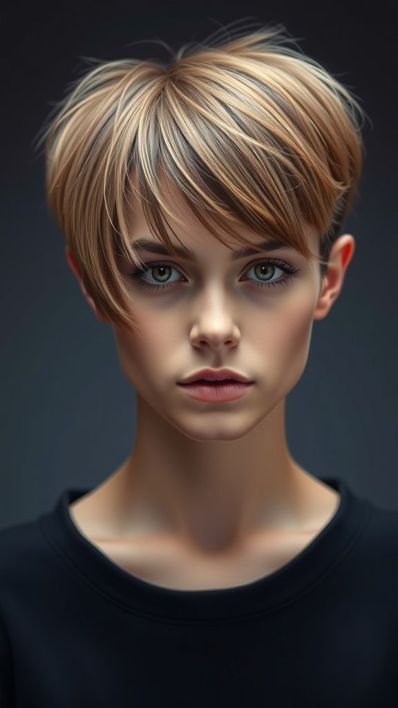 A stylish drop fade haircut with side swept bangs, showcasing a modern and sophisticated look.