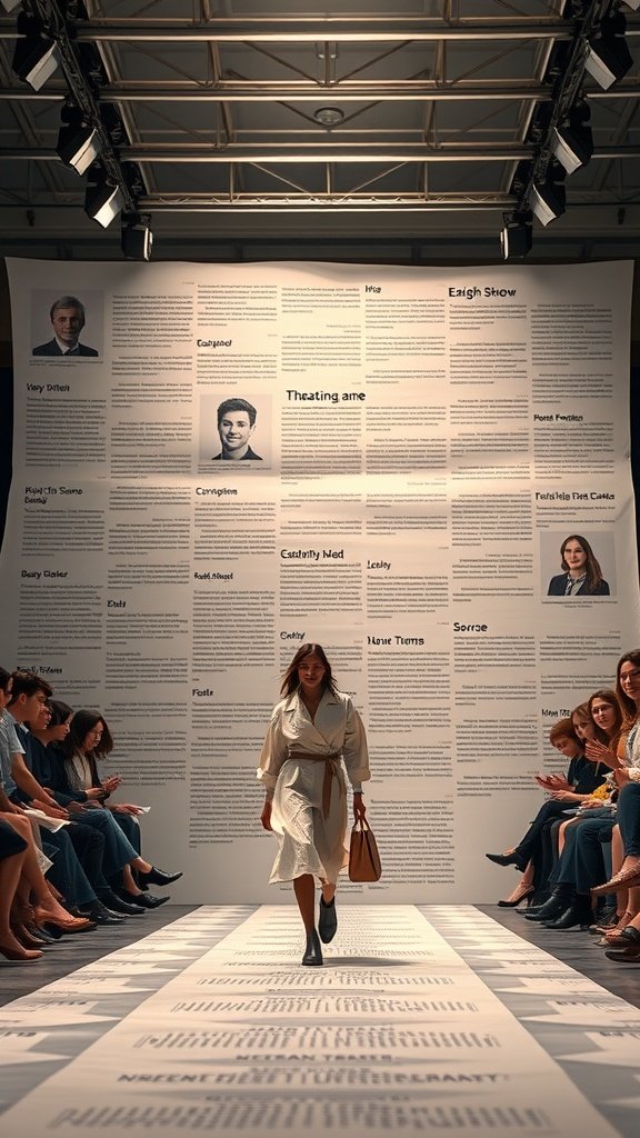 Model showcasing a dynamic layered hairstyle on a runway