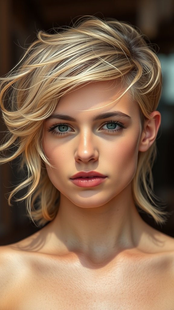 A person with an Edgar haircut styled with soft waves, showcasing a modern and relaxed look.