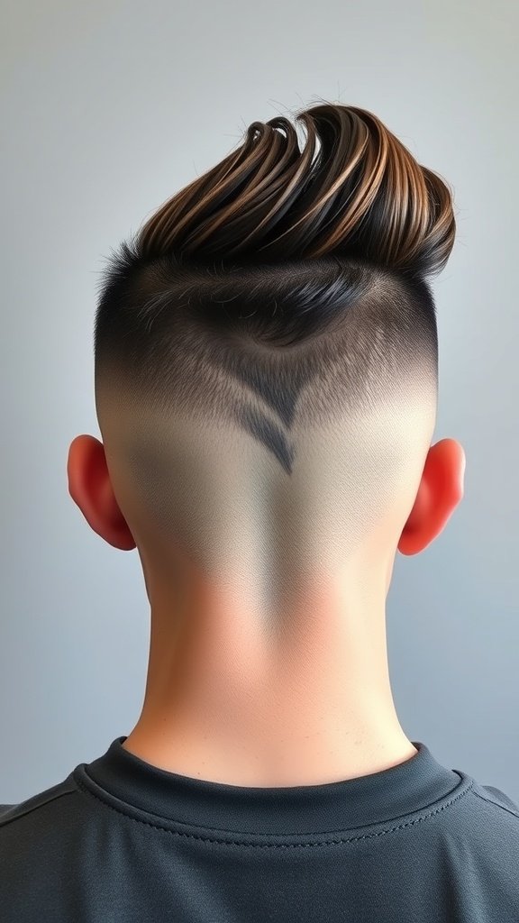 A stylish fade haircut with a voluminous quiff on top, showcasing a clean fade and textured hairstyle.