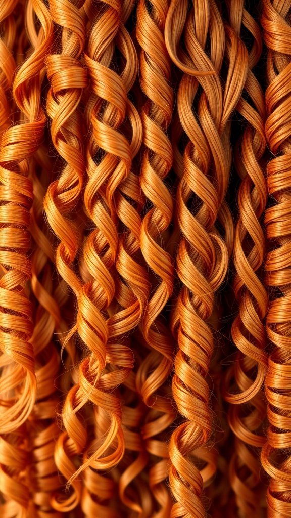Close-up of vibrant copper-dipped ringlets.