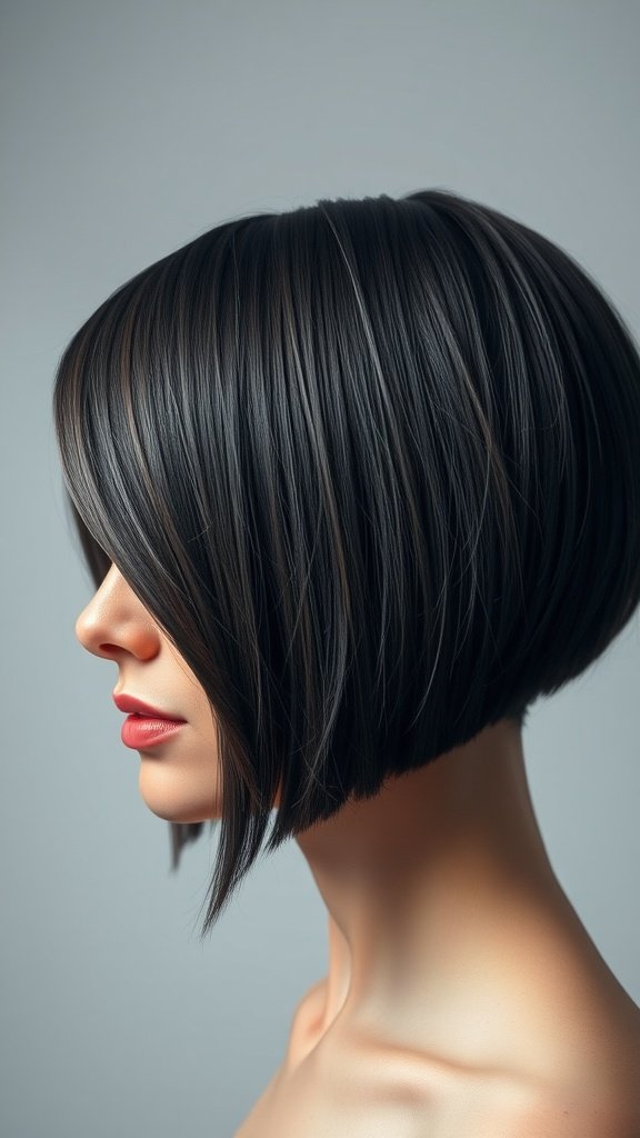 A sleek micro bob hairstyle with a hidden undercut, showcasing sharp lines and a modern look.