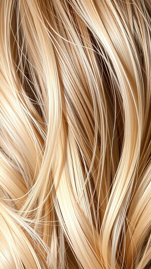 Soft beige blonde hair tips blended with light brown hair