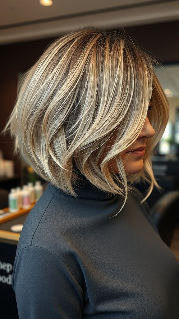 Choppy layered bob hairstyle for women over 50
