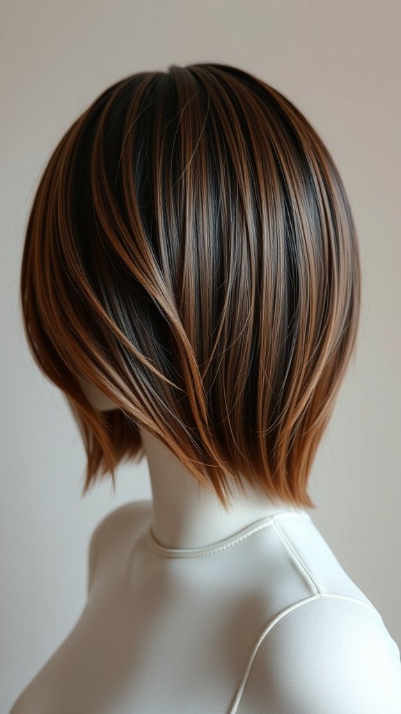 A stylish Mocha to Latte balayage bob hairstyle showcasing a smooth gradient from dark mocha to light latte.