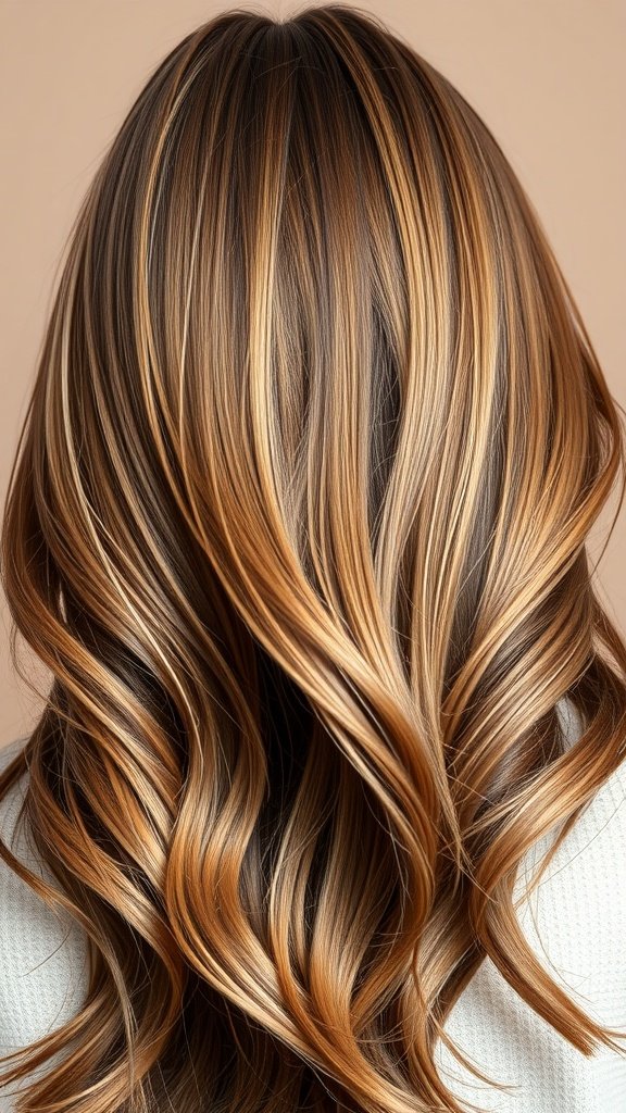 Layered hair with rosewood gloss highlights