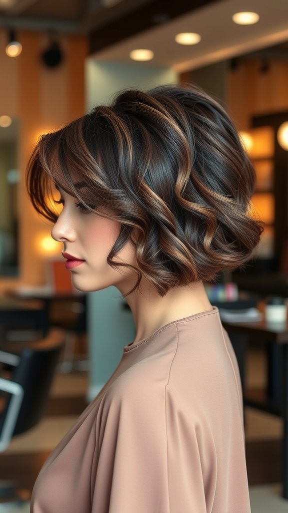 A woman with a short hush cut featuring finger waves, showcasing a stylish and elegant hairstyle.