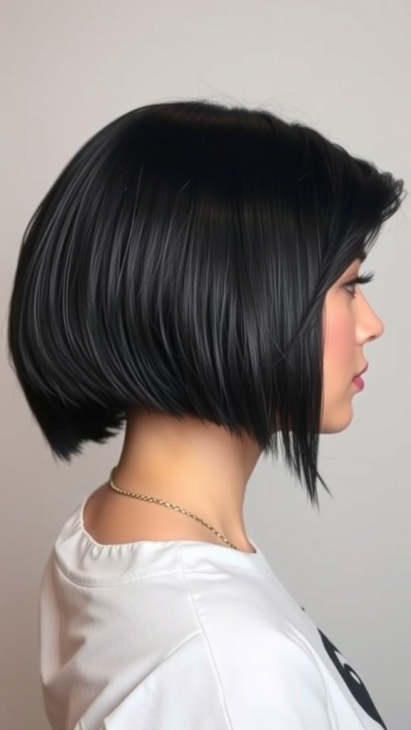 A modern bob hairstyle with an extreme side shave, showcasing sleek lines and a bold look.