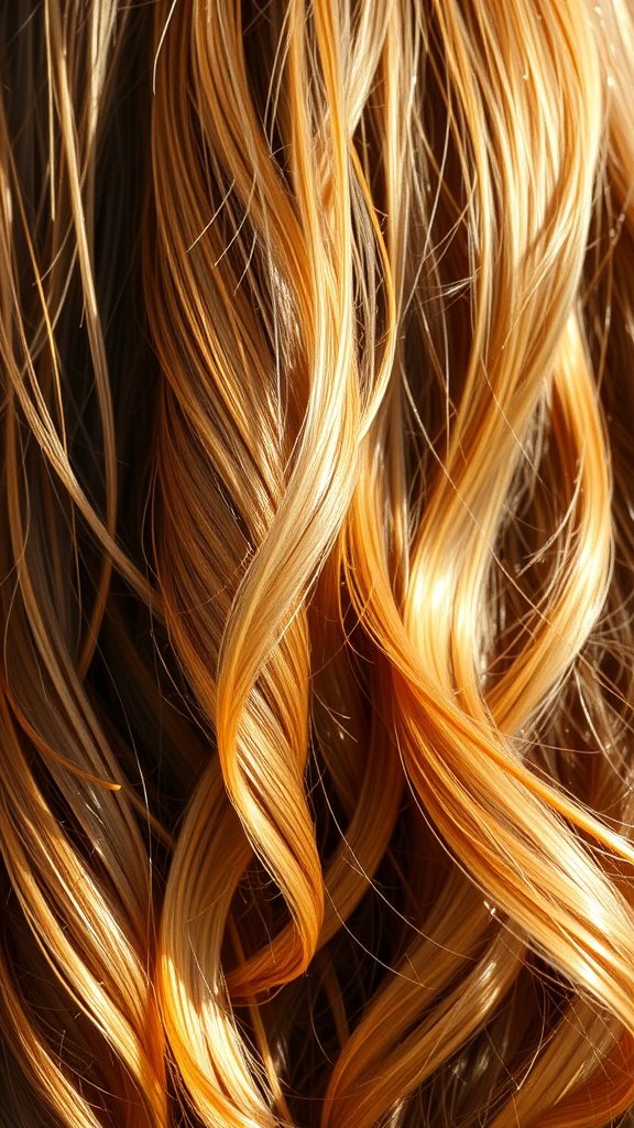 Close-up of flowing golden hair with soft waves