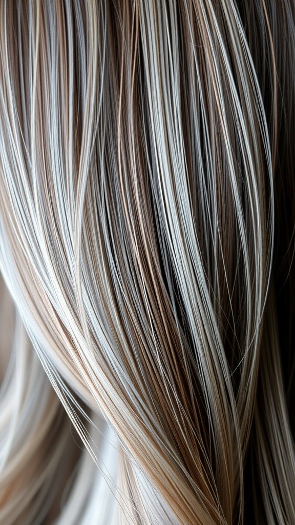 Brunette hair with subtle silver highlights