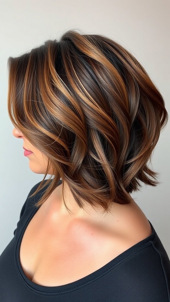Espresso to hazelnut ombre pixie hairstyle with soft waves
