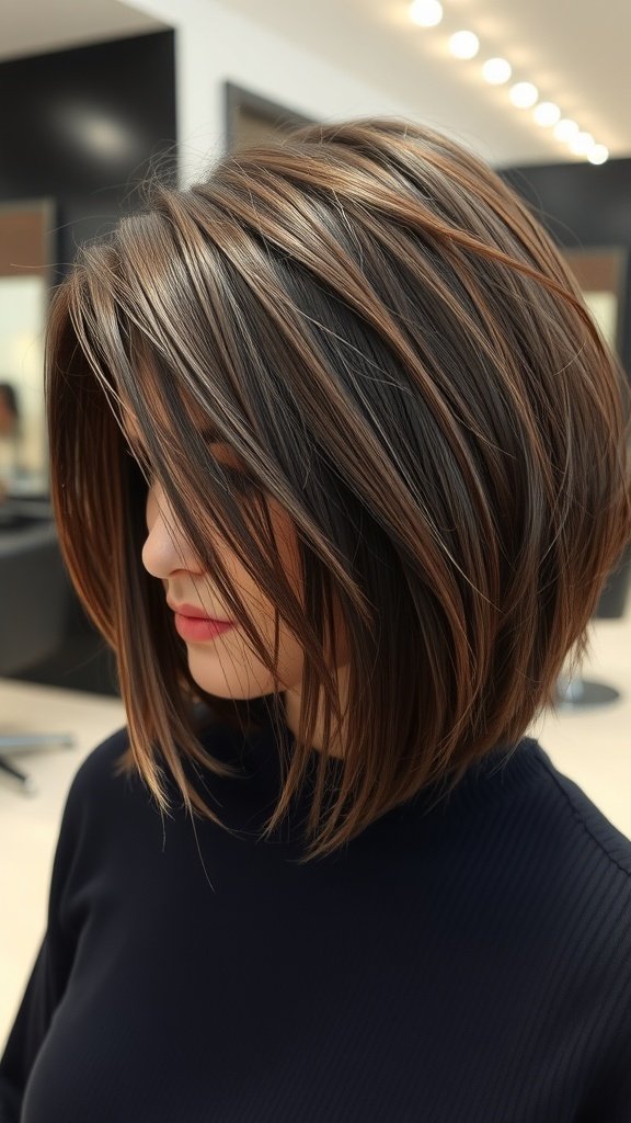 A woman with a half-shaved shaggy bob hairstyle, showcasing a stylish and edgy look.
