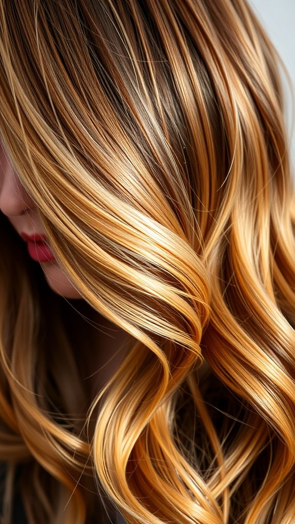 Dark sable hair with honey blonde ombre highlights