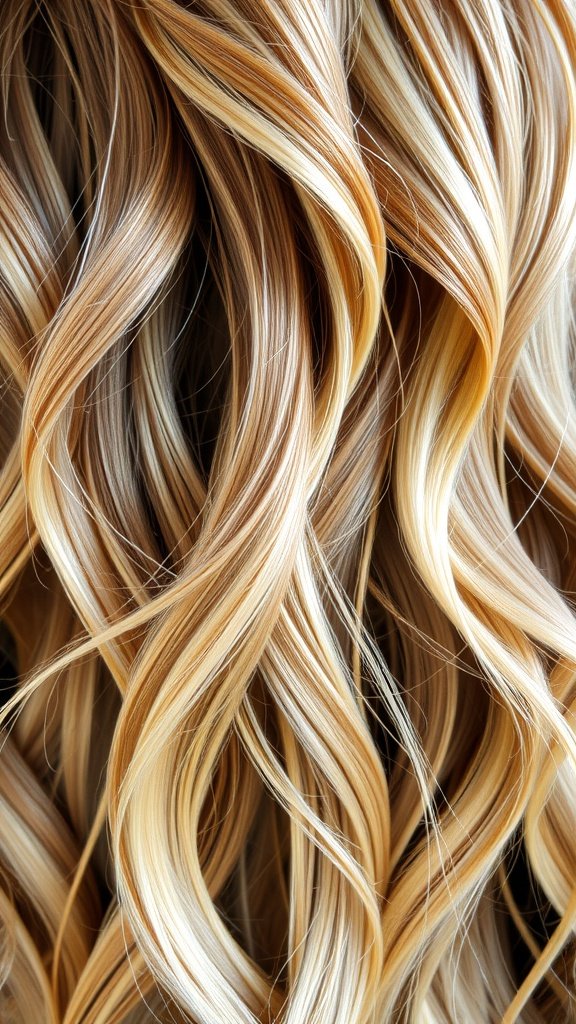 Wavy light brown hair with icy blonde highlights