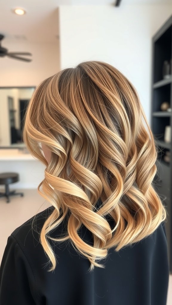 A mid-length hairstyle with disconnected layers and soft curls, showcasing volume and texture.