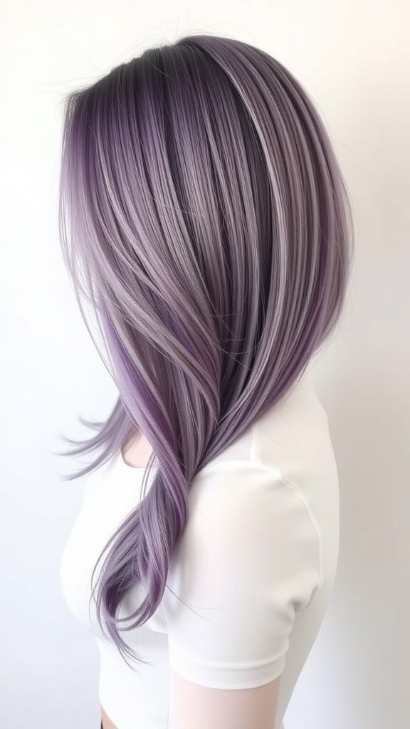 Amethyst to lavender ombre lob hairstyle