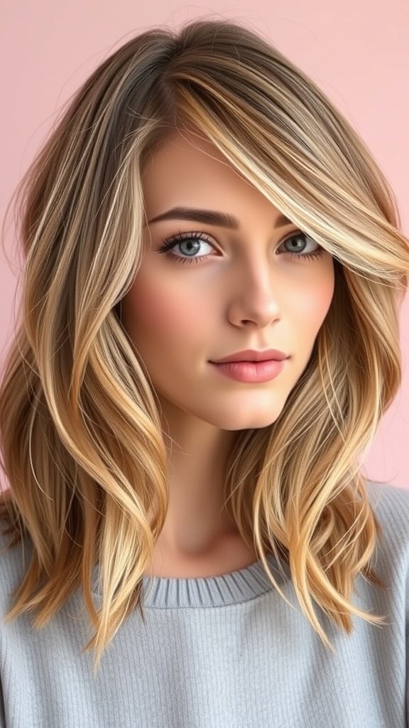Mid-length hairstyle with soft layers, suitable for square faces