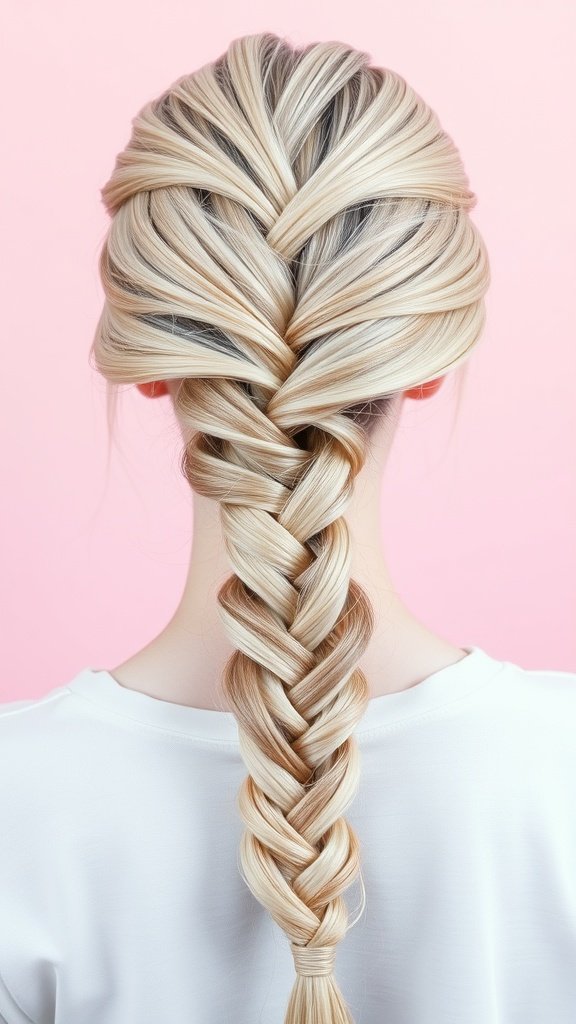 A fishtail braid with a wispy fringe hairstyle, showcasing a beautiful blend of elegance and playfulness.