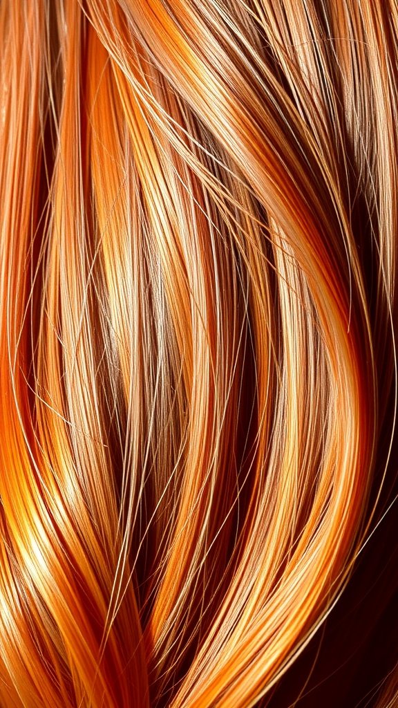 Close-up of hair with softened red ends showcasing vibrant hues and a gradient effect.