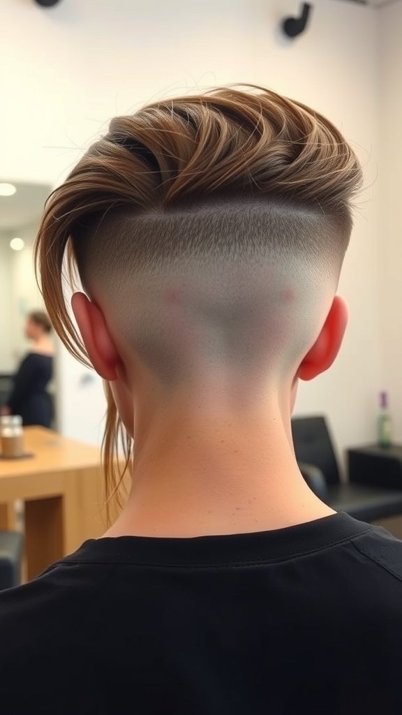 A stylish hush cut featuring an undercut detailing, showcasing a modern hairstyle.