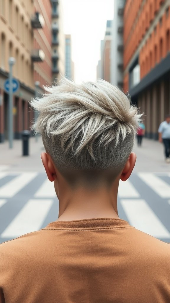 A person with an undercut wolf cut hairstyle, showing a stylish and edgy look.
