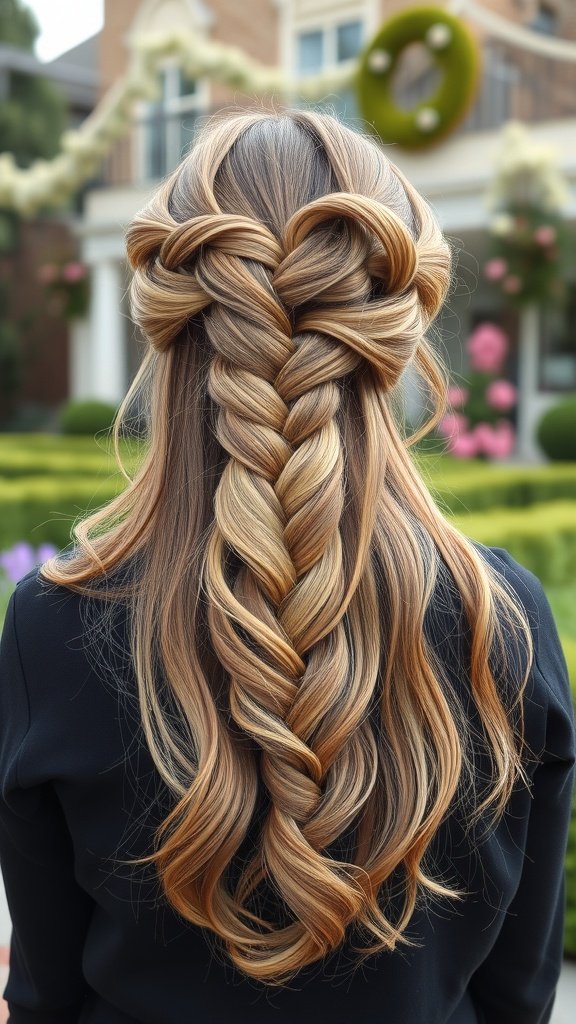 A beautiful layered hairstyle featuring a romantic braid, showcasing soft waves and intricate braiding.