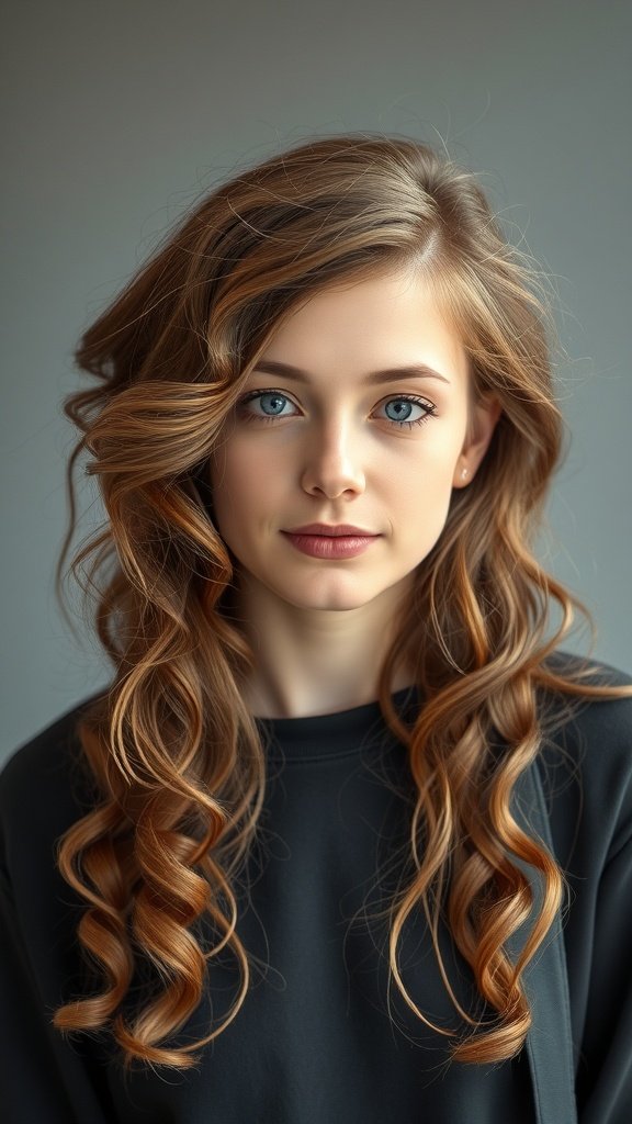 A stylish haircut featuring long top hair with curly sides.