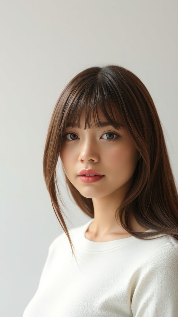A stylish haircut featuring long top hair with side swept bangs.