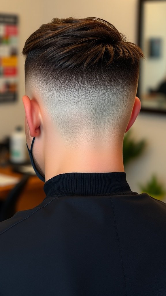 A stylish low fade haircut with a tapered back, showcasing a clean and modern look.