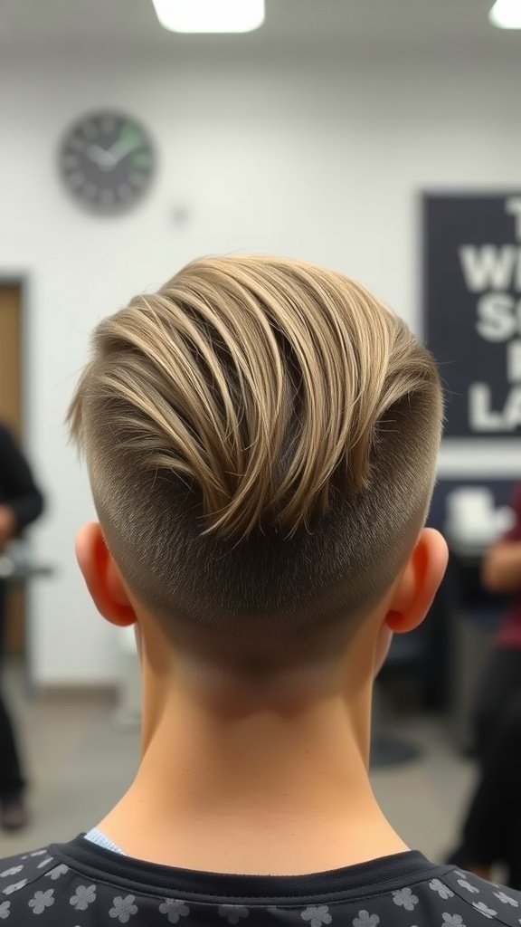 A stylish low taper fade haircut with long hair on top, showcasing a clean fade and textured styling.