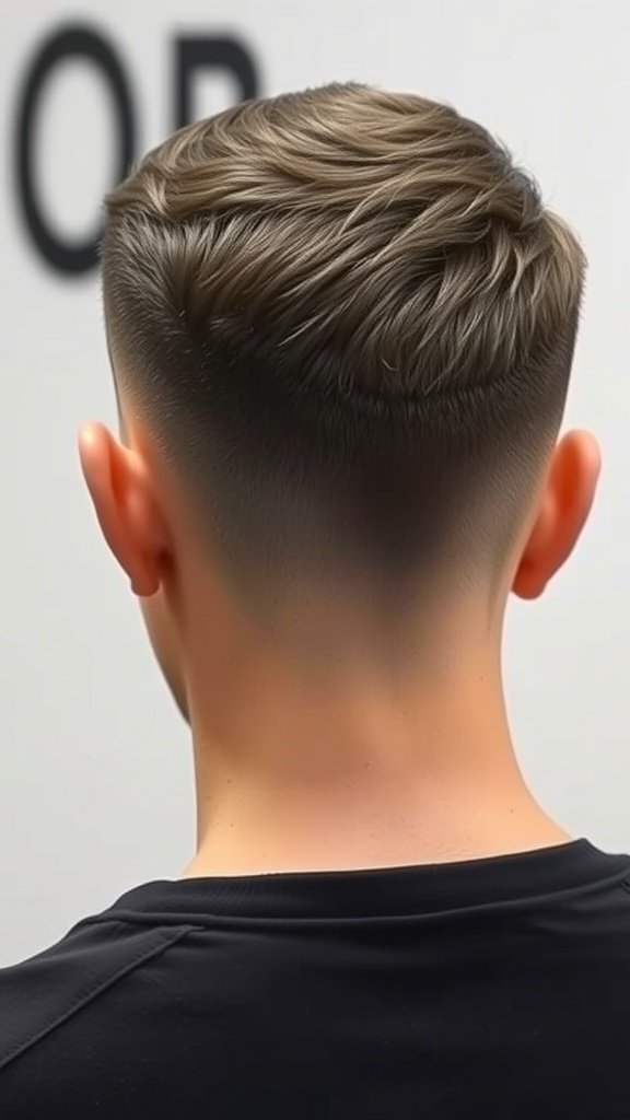 A stylish textured crop haircut with a low fade, showcasing short layers on top and a clean fade on the sides.
