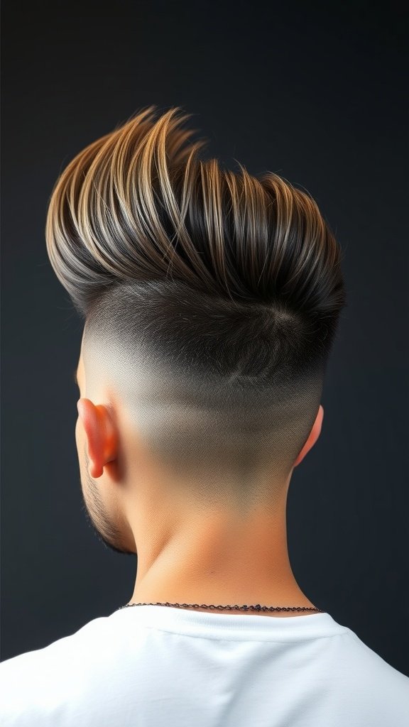 A stylish undercut hairstyle with long hair on top, showcasing a modern look for men.