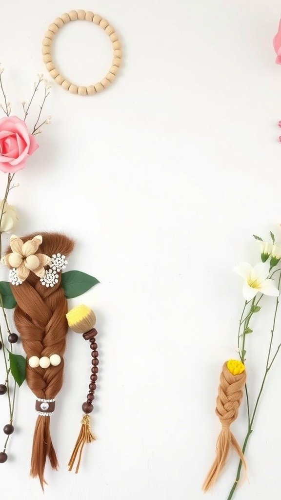 Accessorized boho braids with flowers and beads
