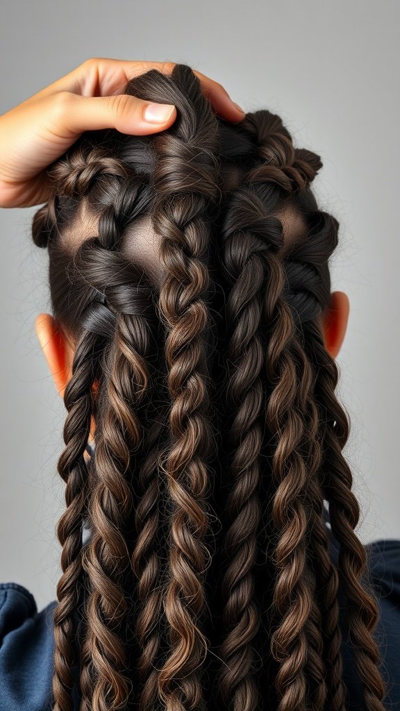 Knotless braids with curly ends, showcasing a stylish protective hairstyle.