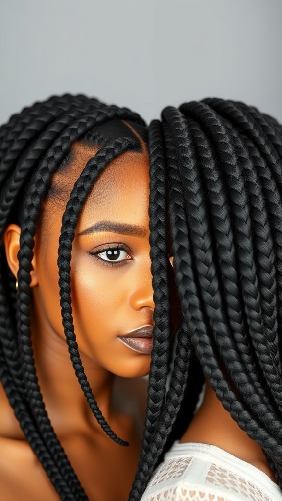 Two women with small knotless box braids, showcasing the beauty and style of this hair trend.