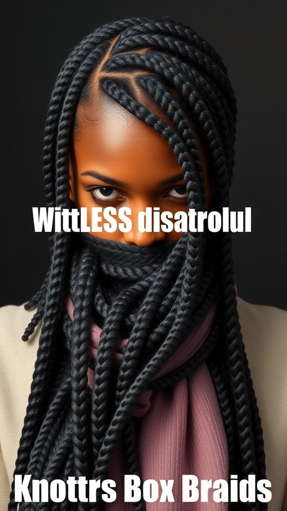 A close-up of a person with knotless box braids, showcasing their sleek and stylish appearance.
