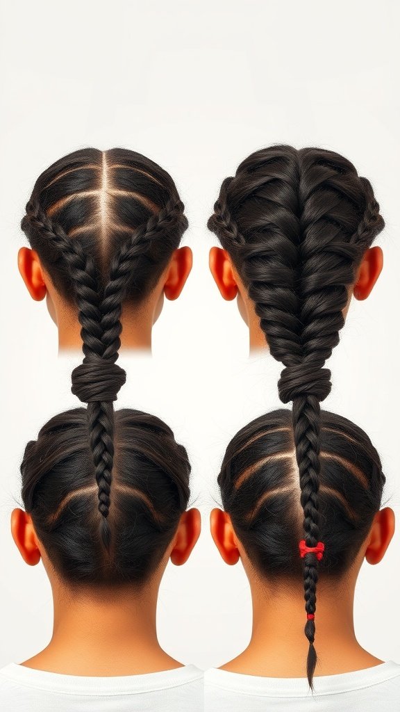 A collection of knotless braids styled in various ways, showcasing their neatness and versatility.