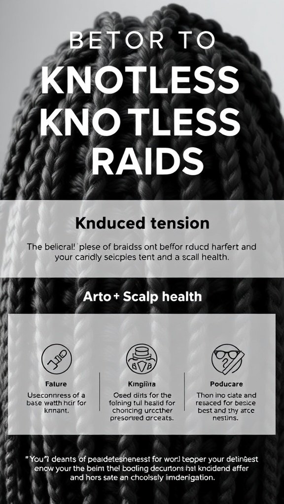 A close-up of knotless braids showcasing their smooth and seamless appearance.