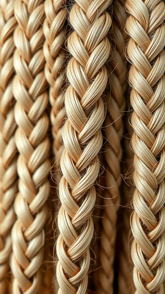 Close-up of blonde knotless braids