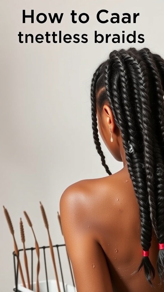 A close-up of knotless braids showcasing their neatness and style.