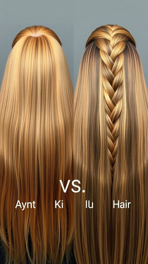 Comparison of straight and braided ginger hair extensions
