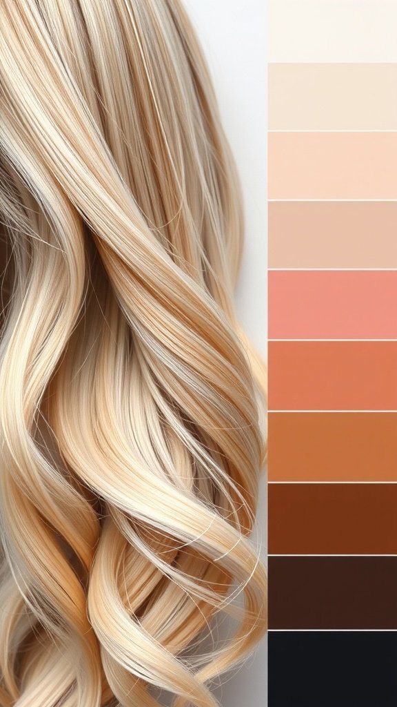 A collection of blonde hair shades ranging from light to dark, showcasing various tones suitable for different skin tones.