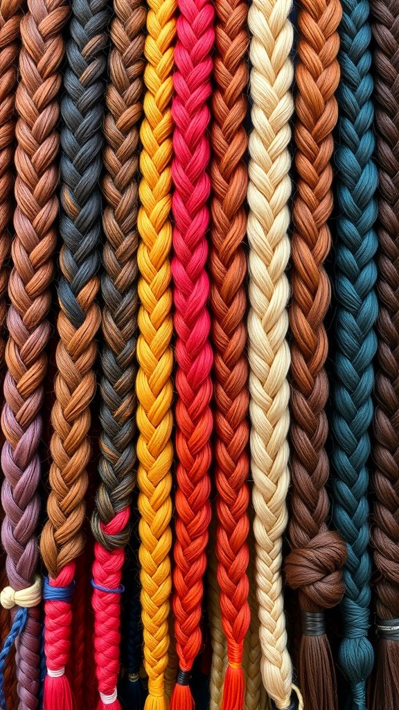 A variety of braided hair colors for knotless braids