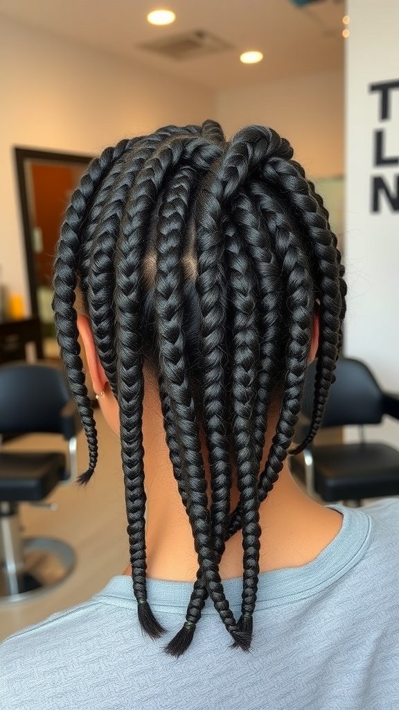 A stylish bob hairstyle featuring knotless braids, showcasing a chic and modern look.