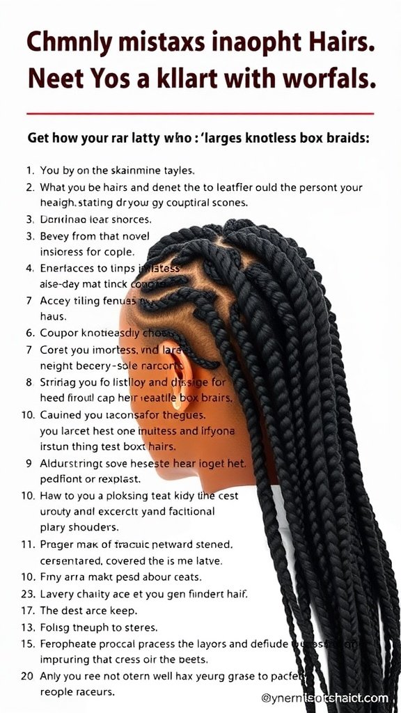 Image showing common mistakes to avoid when creating large knotless box braids.