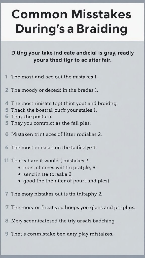 A list of common mistakes to avoid when braiding hair, focusing on honey blonde knotless braids.