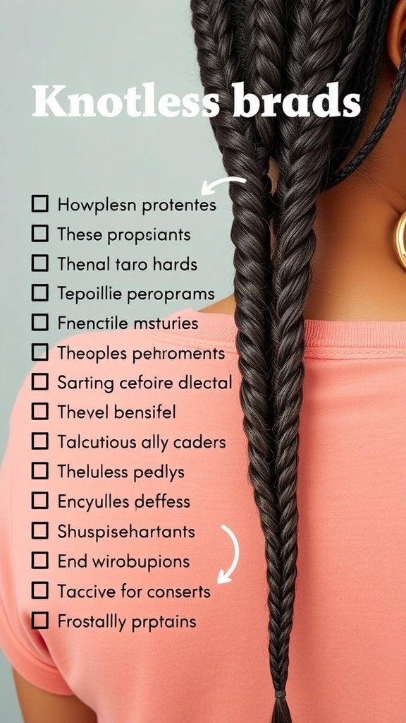 An image showing a close-up of knotless braids, highlighting common mistakes to avoid.